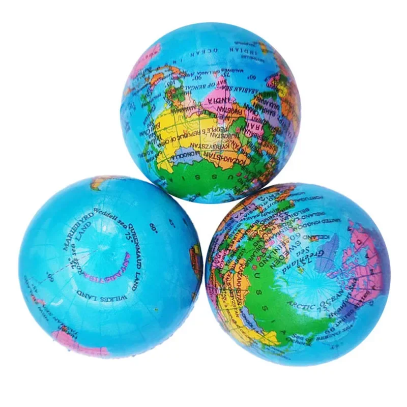 6/12pcs Earth Sponge Ball Toy Hand Wrist Exercise Squeezing Foam Ball Educational Gifts Sponge Globe Kids Decompression Fun Gift