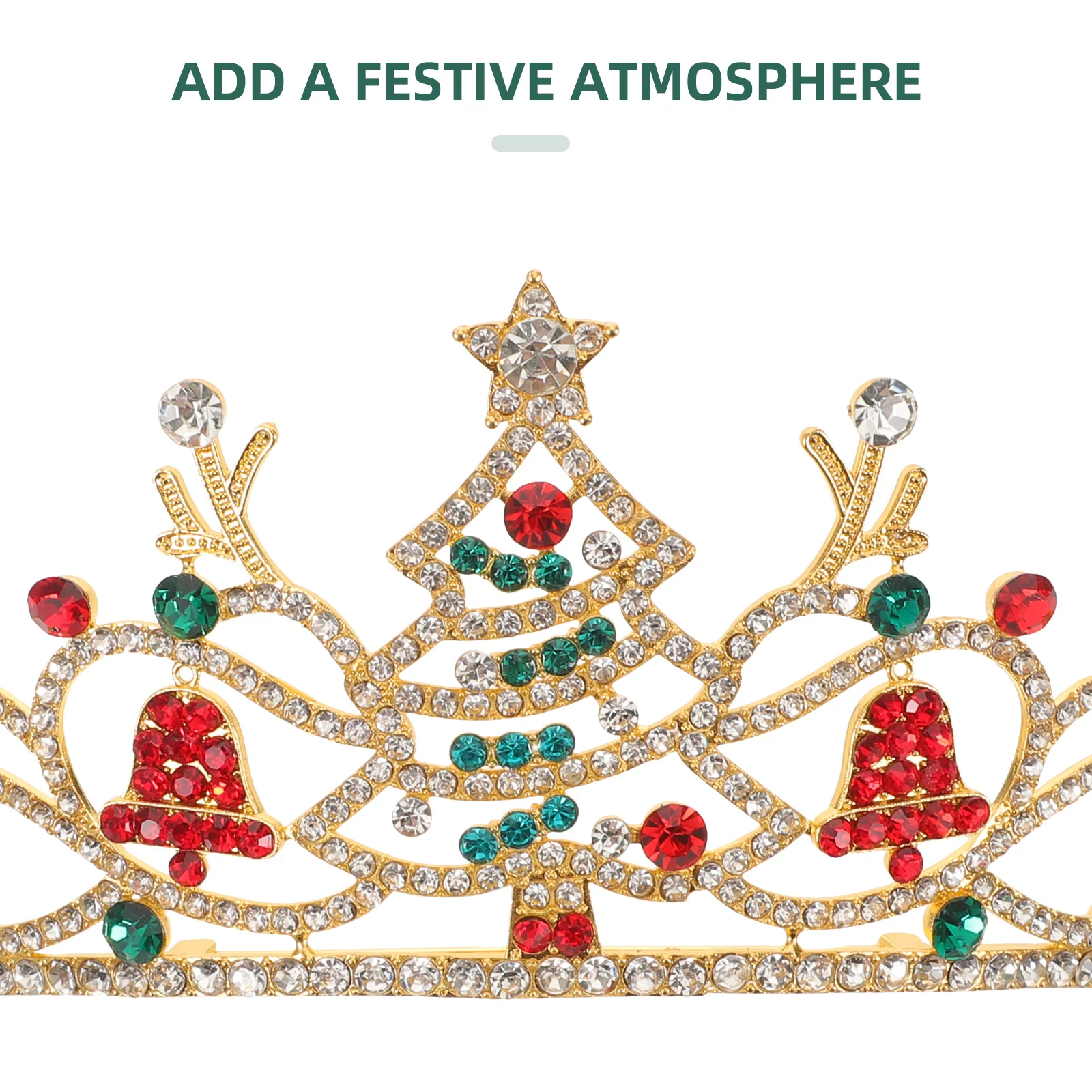 عيد الميلاد عقال للرأس على شكل تاج حجر الراين تيارا للنساء الفتيات بلينغ عطلة حزب سباركلي مهرجان الاحتفال عيد الميلاد زي الشعر #2