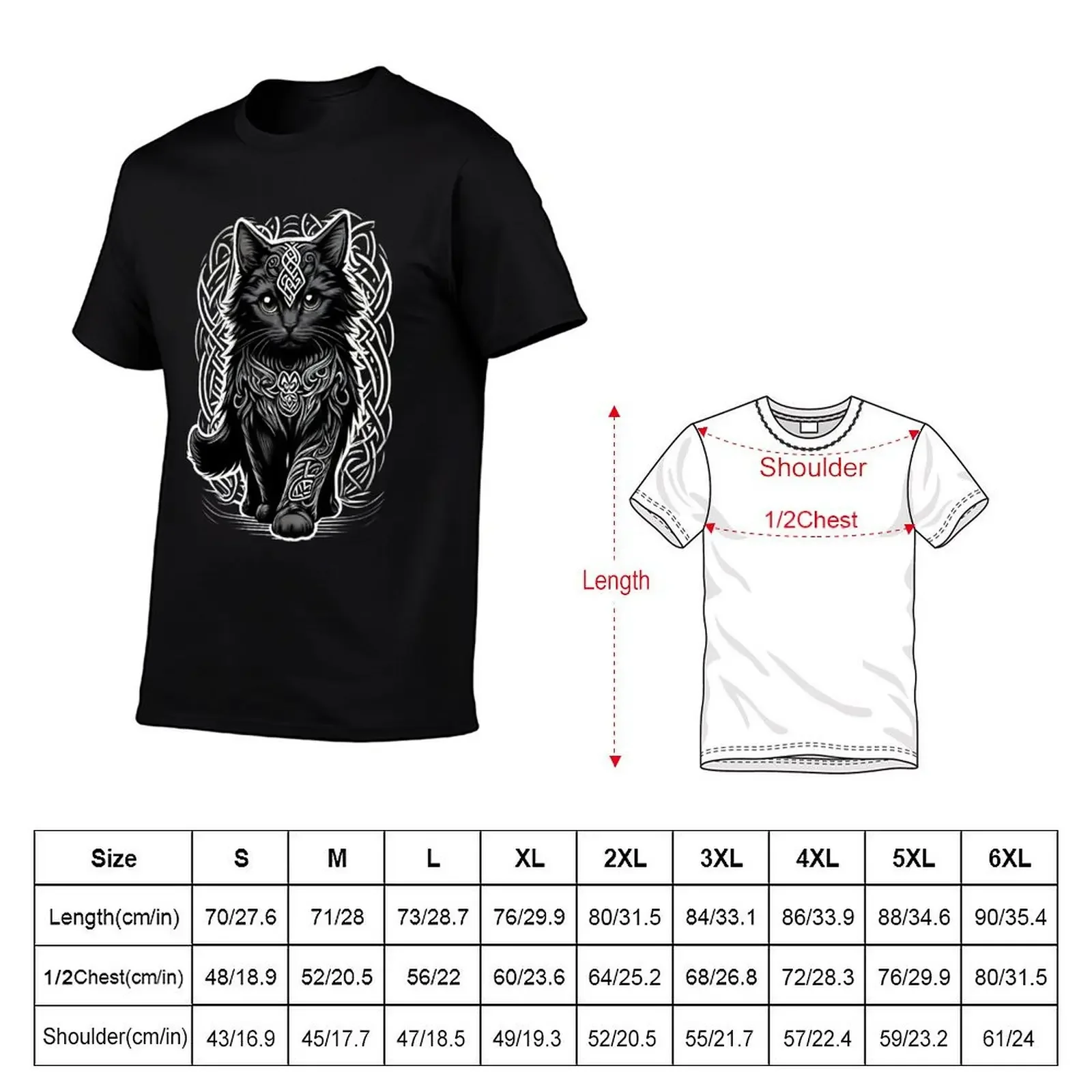 Cute Celtic Black Cat Classic T-Shirt designer shirts quick drying plus size tops Men's t-shirt