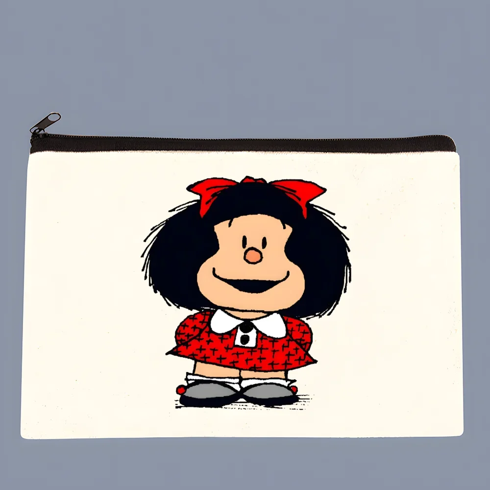 Mafalda Anime Cartoon Comic Hand-painted Wallet Blank Canvas Pure White Cloth Bag Customized Hand-painted Small Coin Bag