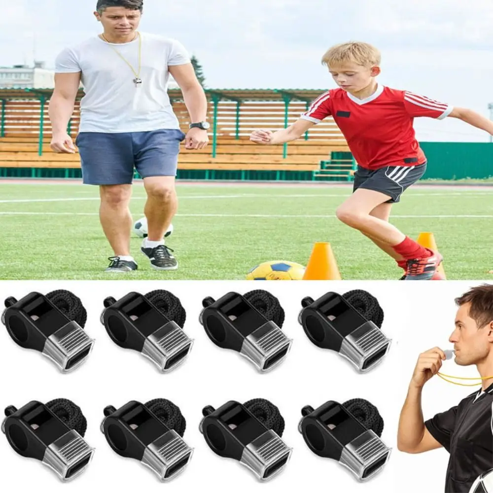 4pcs Plastic Referee Sport Whistle With Rope 7 Colors Rugby Party Whistle Kids DIY Toys Training School Soccer Tools