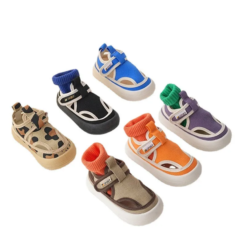 Children Hollow Canvas Shoes 2023 Spring New Baby Candy Color Shoes Boys and Girls Summer Breathable Small Cloth Sandals