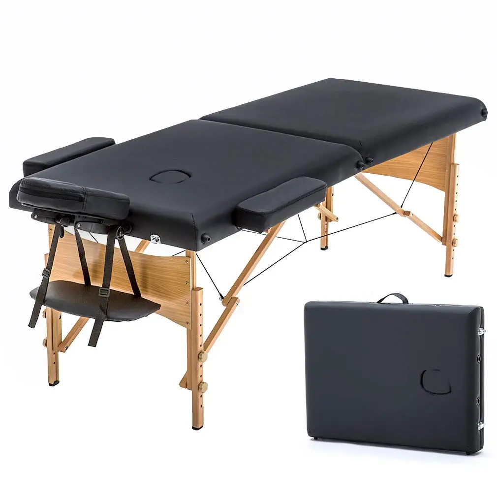 Massage Table Portable Massage Bed Lash Bed 28 Wide Spa Bed Hight Adjustable 2 Fold Spa Bed Facial Cradle Salon Bed W/Carry Case