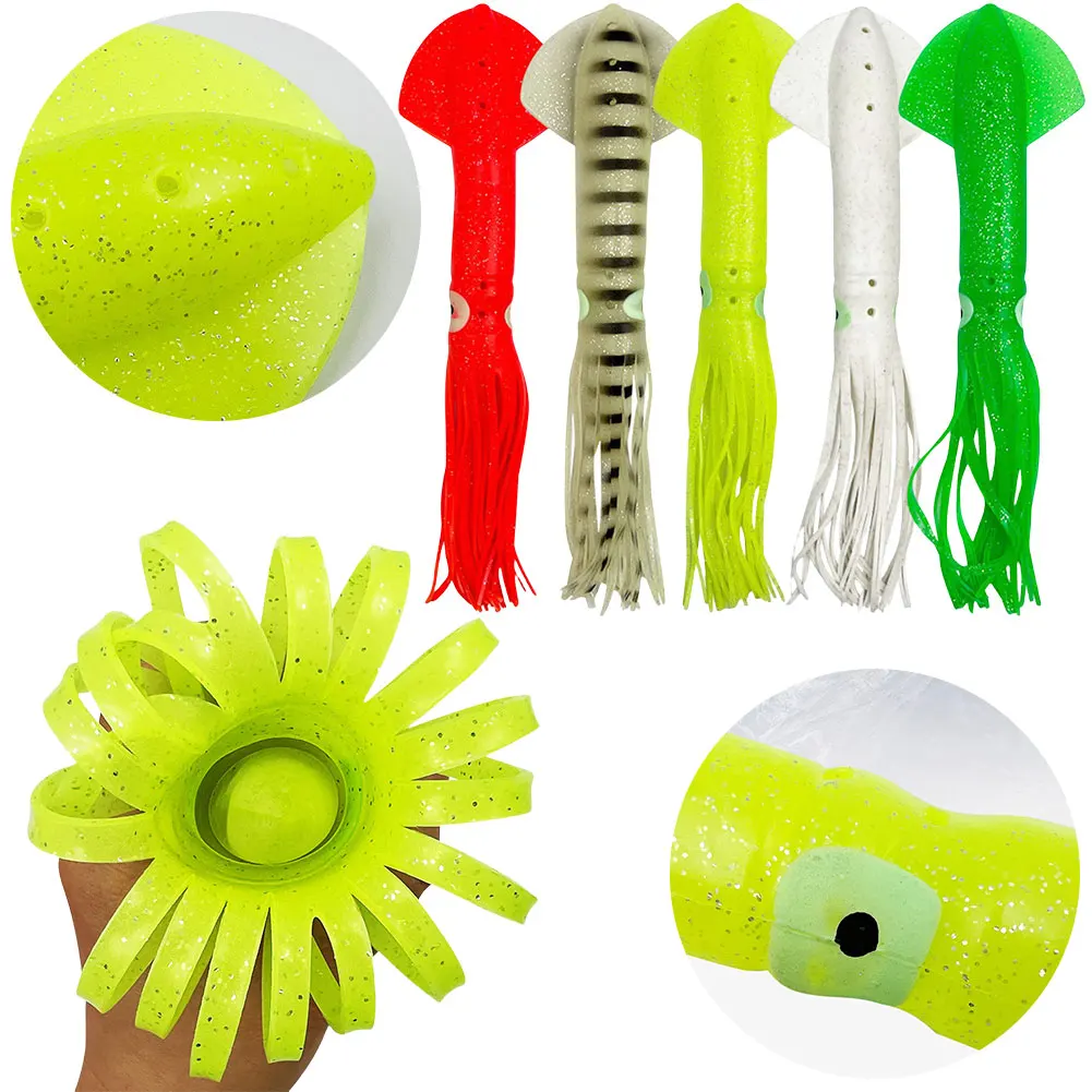 5 pezzi 30 cm esche morbide da pesca esche per calamari luminosi esche per calamari in silicone esche artificiali per acqua salata