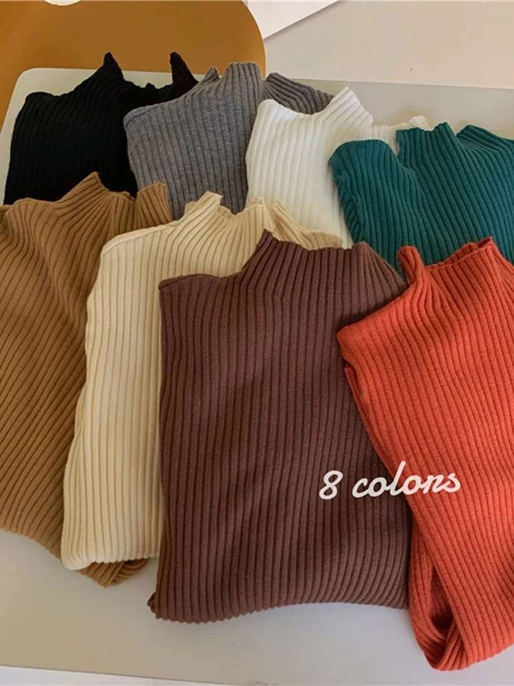 Autumn Winter Knitted Sweater Women Korea Autumn Winter Korean Turtleneck Long Sleeve Pullover Female Jumper Green Knitwear