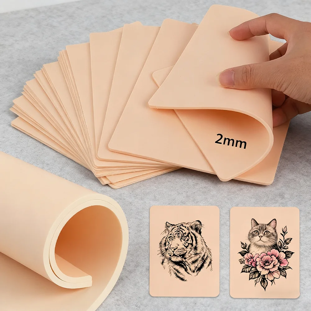 2MM Silicone Tattoo Practice Skin Double Blank Tattoo Fake Skin Synthetic Leather Permanent Makeup Tattoo Practice Skin