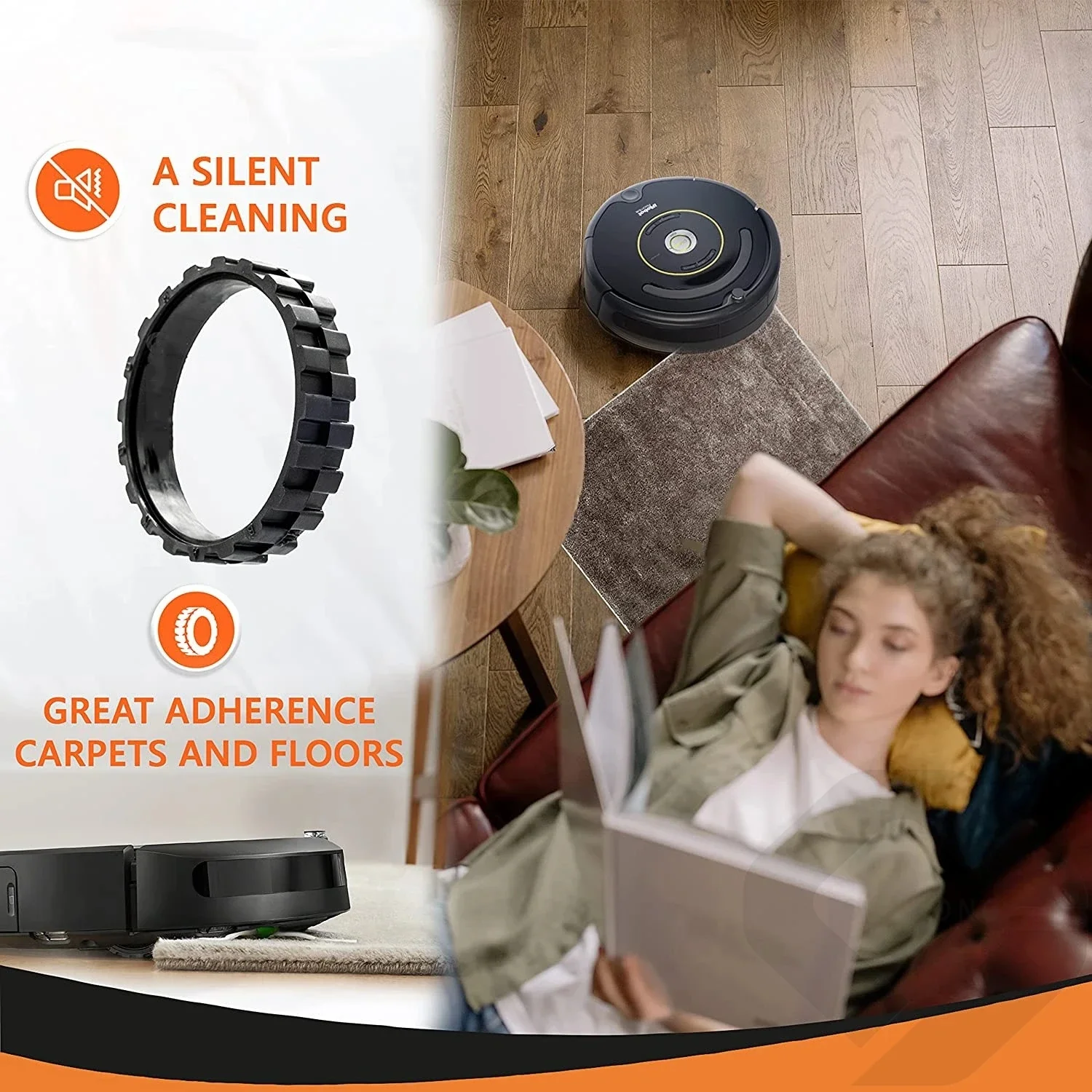 أجزاء الإطارات المطاطية المضادة للانزلاق لـ IRobot Roomba E5 E6 I7 S9 500 600 700 800 900 ملحقات سلسلة عجلة المكنسة الكهربائية