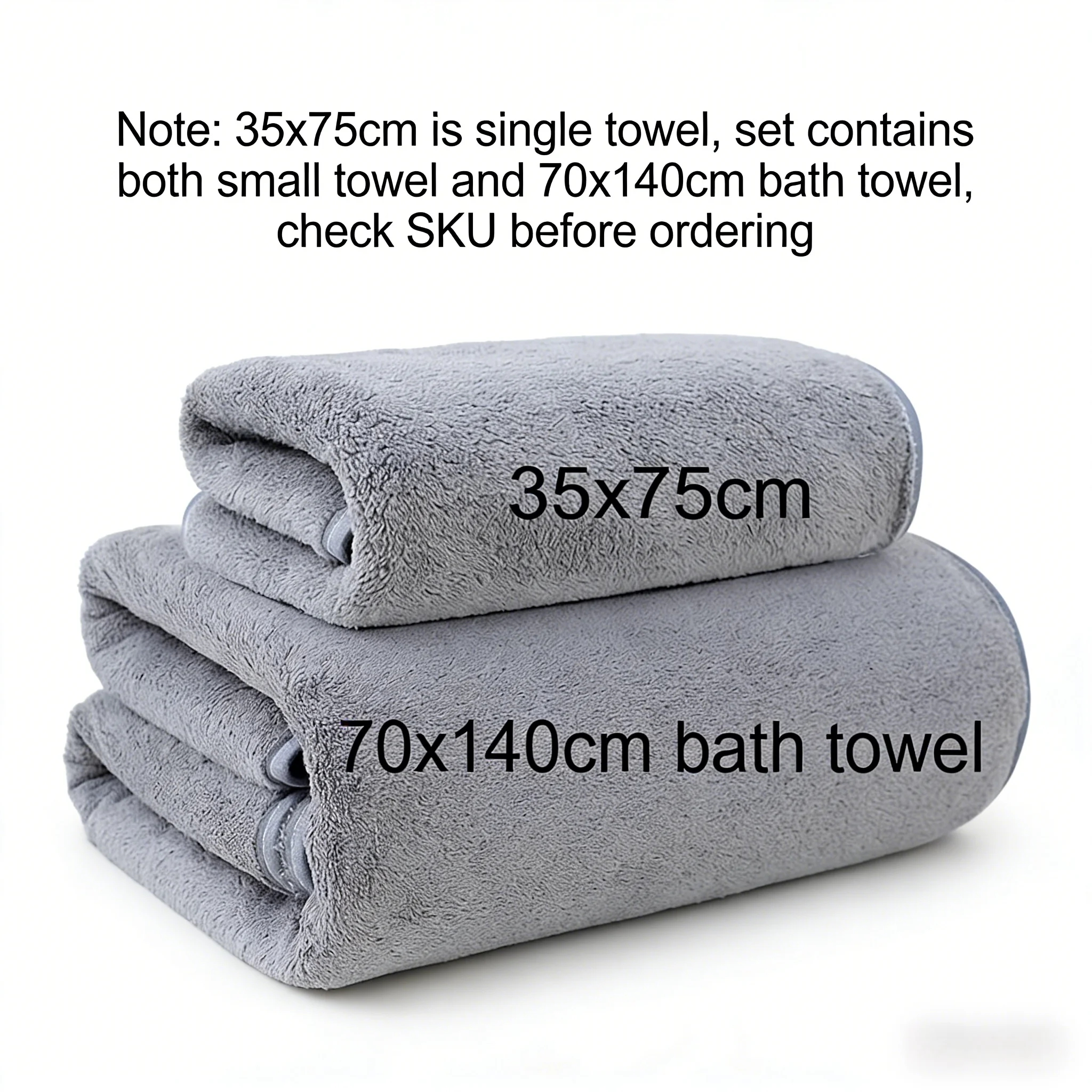 Coral Fleece Thickened Towel and Bath Towel Set, Solid Color, Soft and Absorbent, Suitable for Home Gym Face Washing Towels