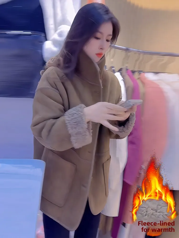 독특한 디자인의 아름다운 여성용 루즈핏 플러스 사이즈 따뜻한 롱 셔츠, 초겨울 출퇴근용