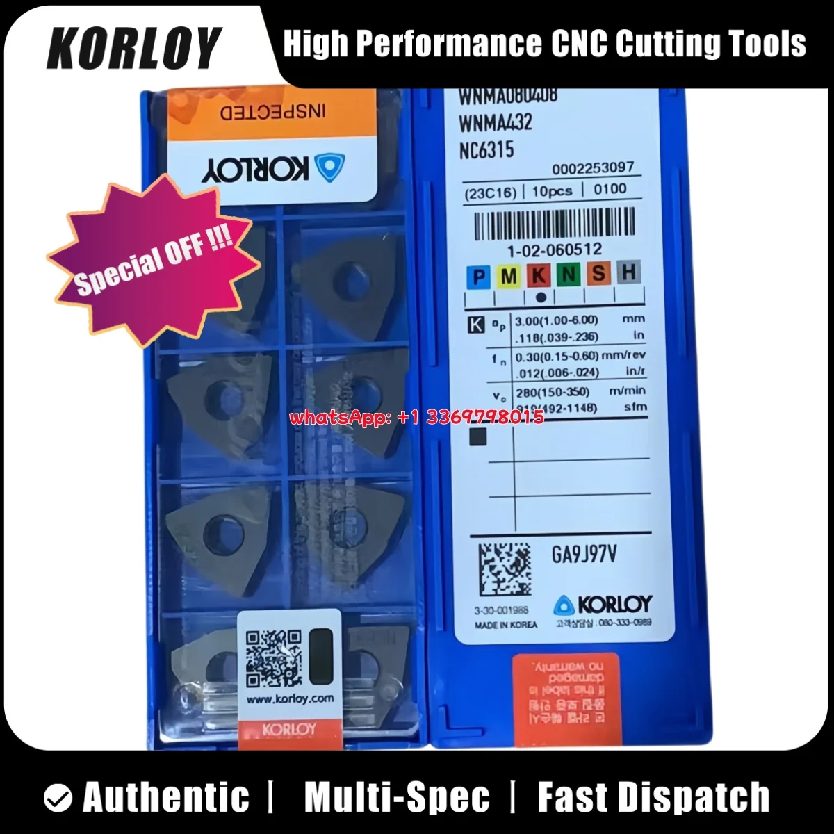 

KORLY оригинальный WNMA WNMA080408 NC6315 токарная вставка 10 шт. режущие инструменты с ЧПУ