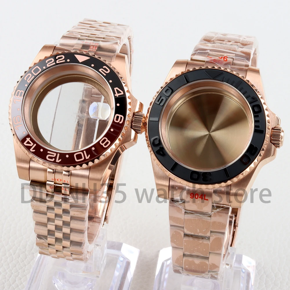 

Rose Gold NH35 Case 40mm Sapphire Glass Jubilee/Oyster Strap for SUB/GMT/Yacht-Master NH34 NH35 NH36 NH38 Movement 28.5mm Dial