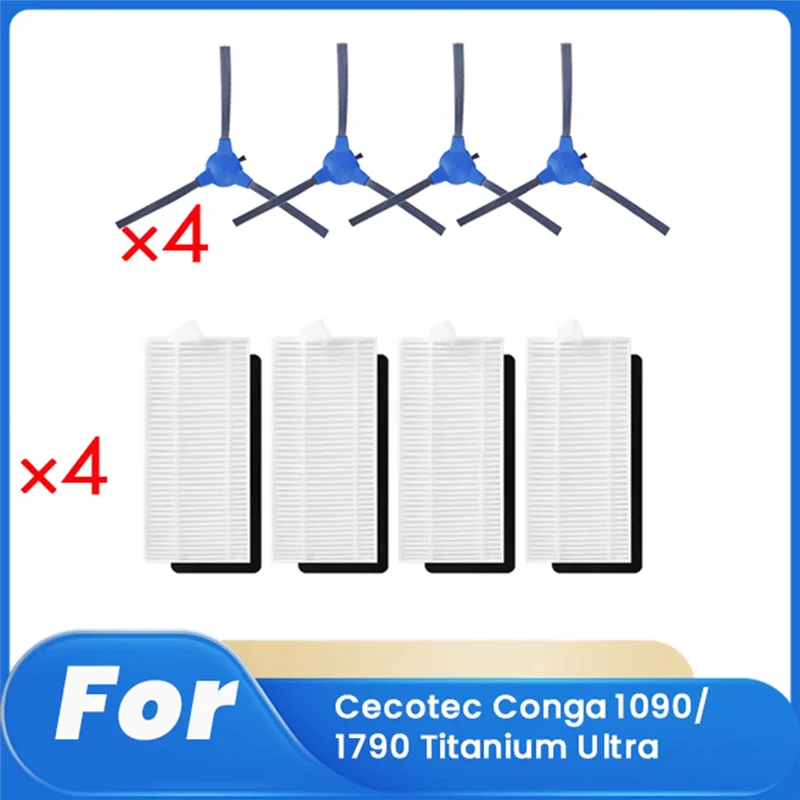8 pezzi filtro e spazzola laterale per Cecotec Conga 1090/1790 titanio ultra spazzare accessori robot parti più pulite di ricambio-ABHG