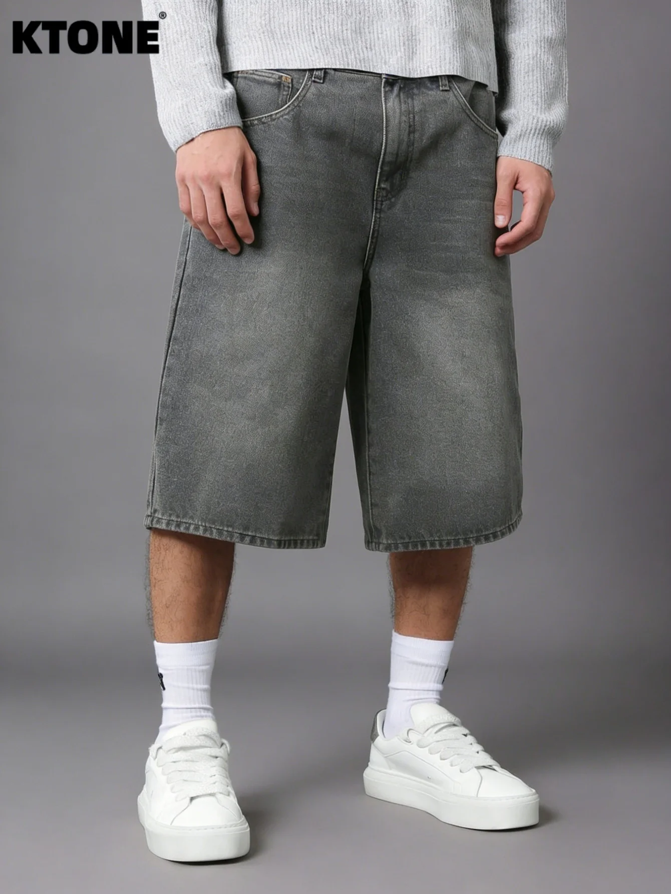 Basic solid color denim jorts for men loose fit non stretch material casual daily wear black gray light color shorts