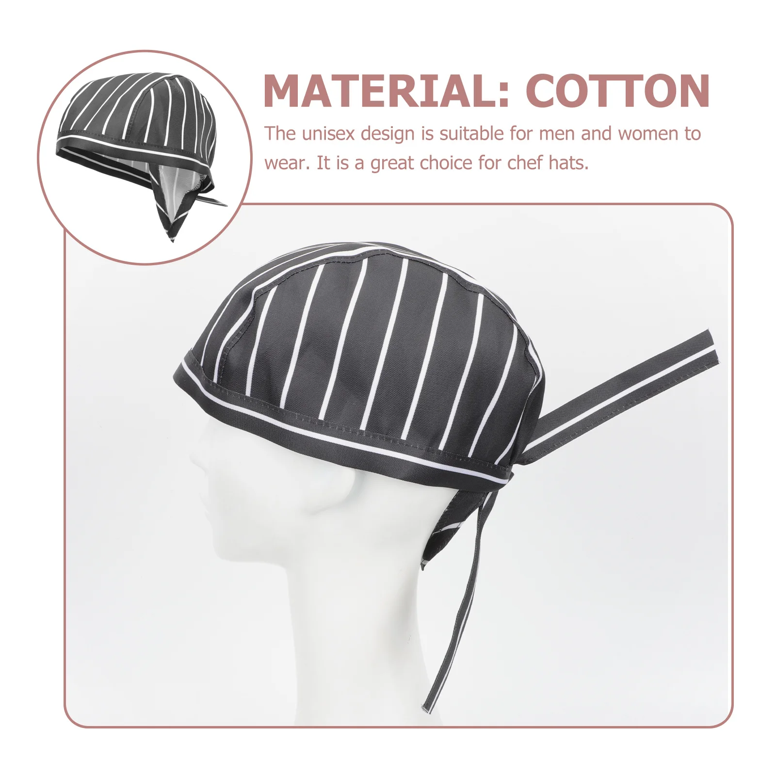 2Pcs Chef Hat with Ties Black White Cotton Cloth Chef Caps for Kitchen Cooking Restaurant Catering Baking Cook Waiter