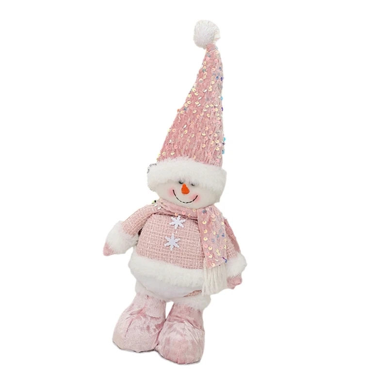 Boneka Berdiri dengan Dapat Diperpanjang Dekorasi Santa/Manusia Salju/Rusa Ornamen Pajangan Meja Liburan Buatan