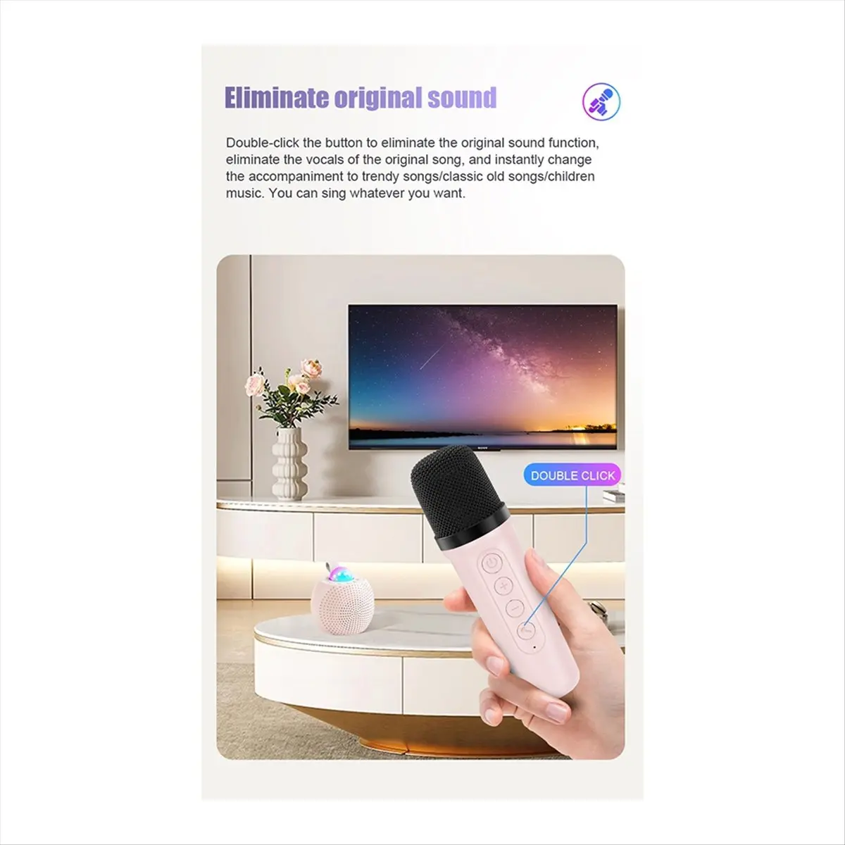 

Портативная Bluetooth-колонка BABQ для караоке с цветной подсветкой, портативная акустическая система для дома и улицы, розовая
