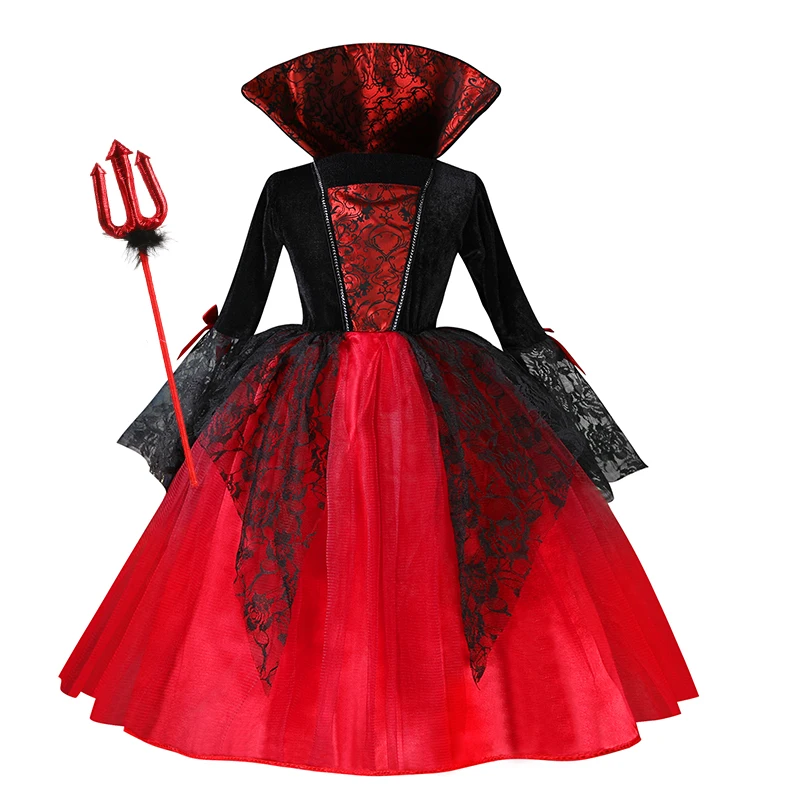 Halloween meisje cosplay vampier jurk voor kinderen spook bruid vampier kostuum vampiran carnaval feestoutfits Scarlet gotische kleding