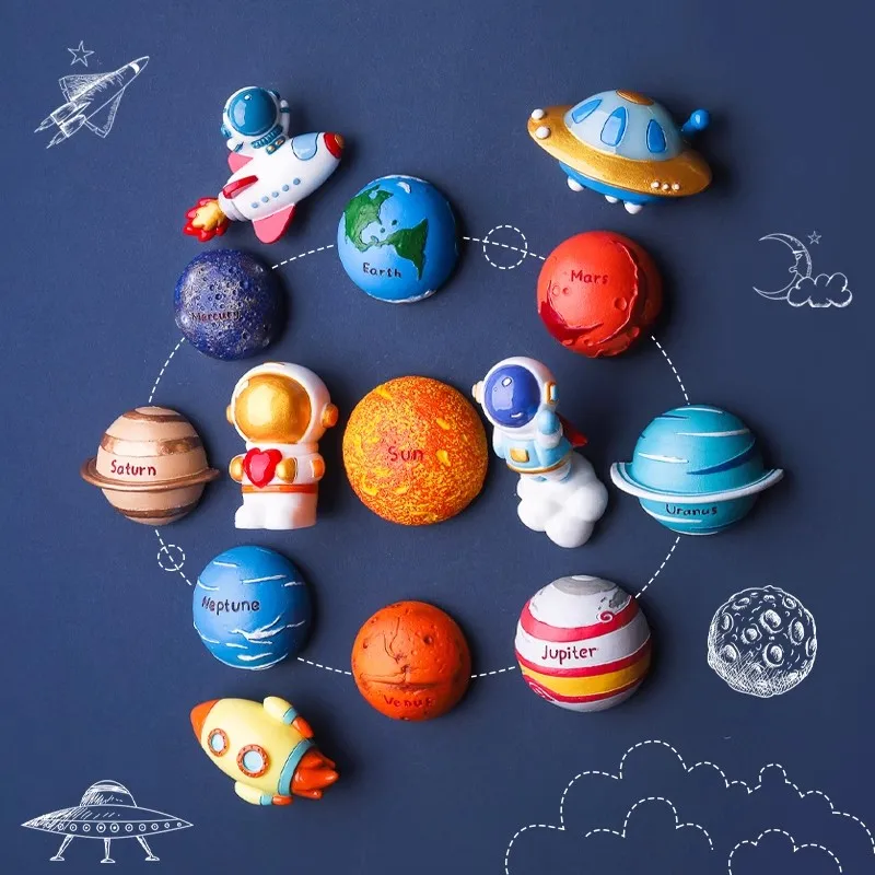 

Space Happy Planet Astronaut Refrigerator Sticker Solar System Decoration Space Planet Magnetic Sticker Magnet Magnet Stone