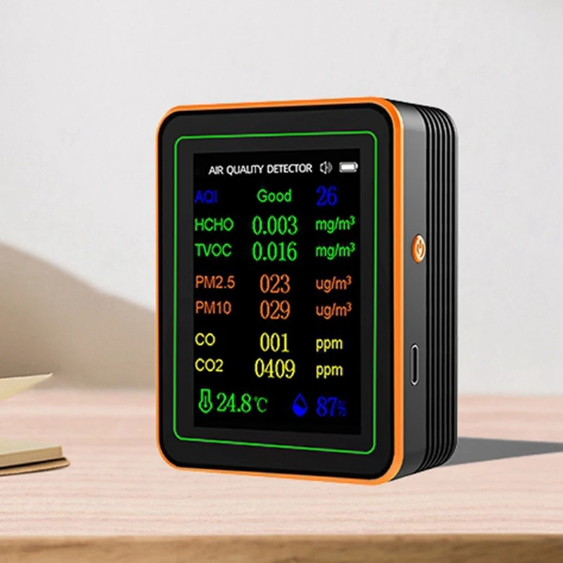 10 In 1 Air Quality Monitor AQI HCHO TVOC PM2.5 PM10 CO CO2 Temperature&Humidity Tester Carbon Dioxide Detector