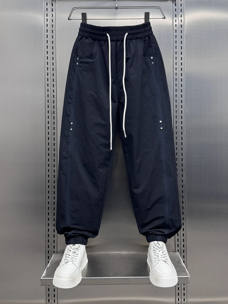 

Trendy Summer Thin Qui Dry Spor Loose Cuffed Dstring Haome Nine-Tenths Harlan Casual Pants for Men Youth Active Sle