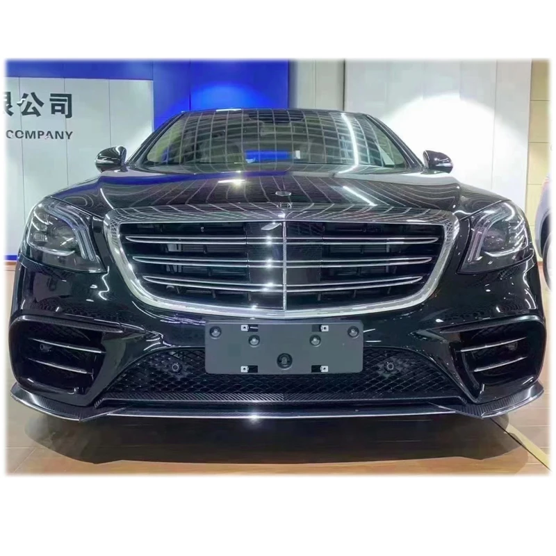 

For Mercedes S Class W222 LCI Sport Version S450 Carbon Fiber Front Lip Pack Angle Air Knife Kit