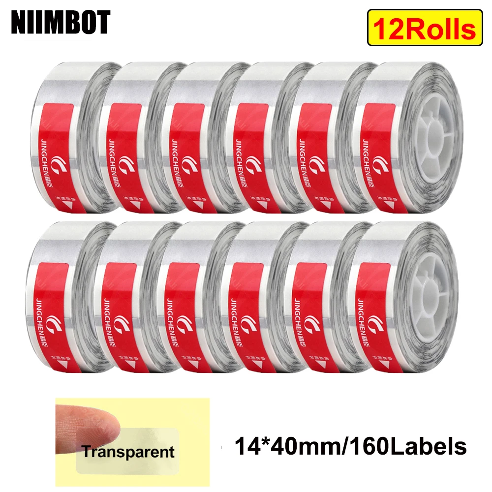 Imagem -06 - Rolos 12 Niimbot D11 D110 D101 D11 Adesivo Térmico Papel de Etiqueta Transparente Rótulos de Classificação de Armazenamento à Prova d Água e à Prova de Óleo