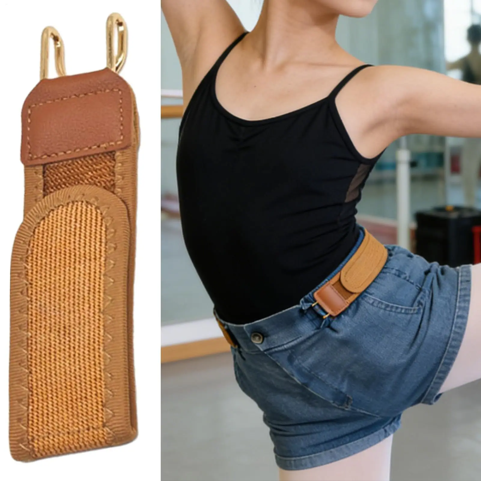 Slim Buckleless Belt Hook Adjustable Metal Hook Elastic Belt Men Women Buckle-Free Invisible Waist Belt Closure for Outdoor Work