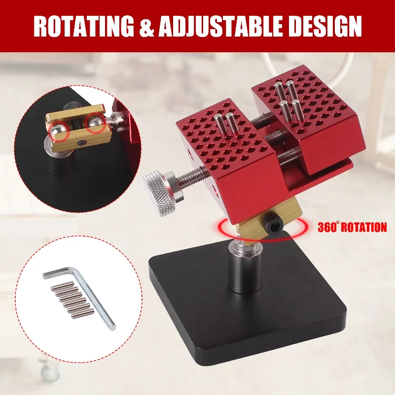Tabletop Vice Clamp, Peg Clamp Work Vise Tool, 360° Rotating Universal Work Holder for Jewelry Making Model Sculpture with 6 Pin