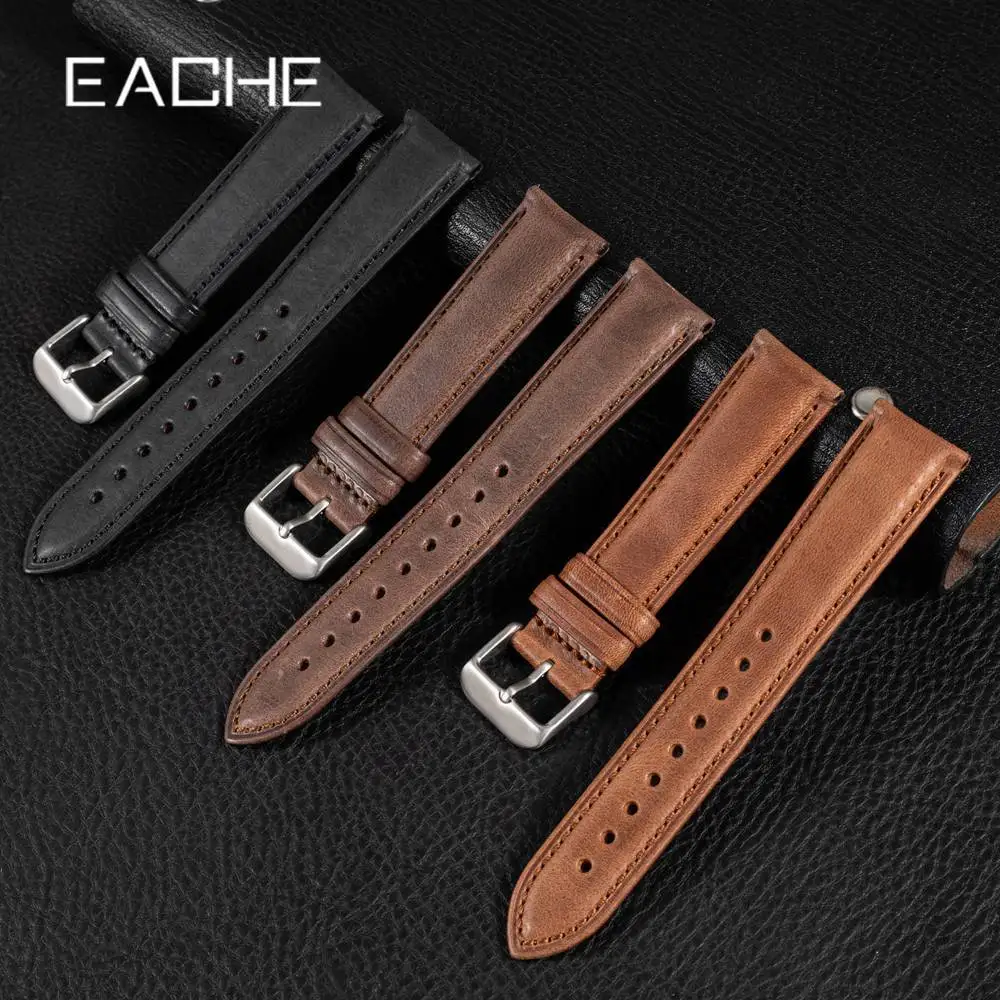 EACHE Watch Straps High Quality Top Grain Italy Genuine Cow Leather Watch Band 18mm 19mm 20mm 21mm