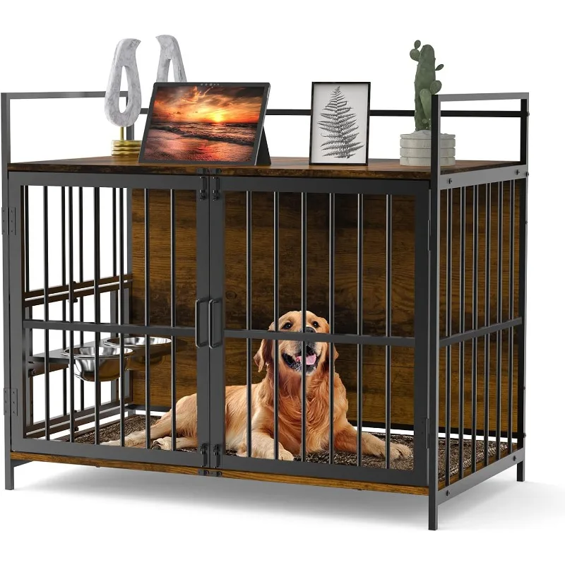 Dog Crate Furniture-Style Cages for Large Dogs Indoor Heavy Duty Super Sturdy Dog (48Inch = Int.dims: 46