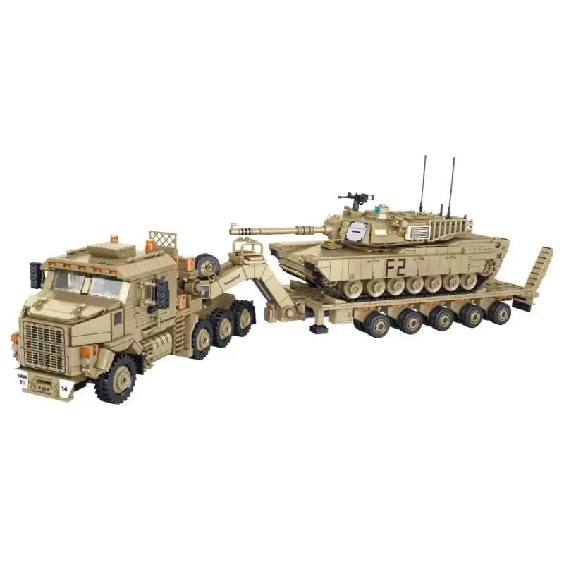 3482PCS Military M1070 Armored Vehicle Bricks MOC Tank Transporter Car Building Blocks Model Toys for Boys Kids Christmas Gift