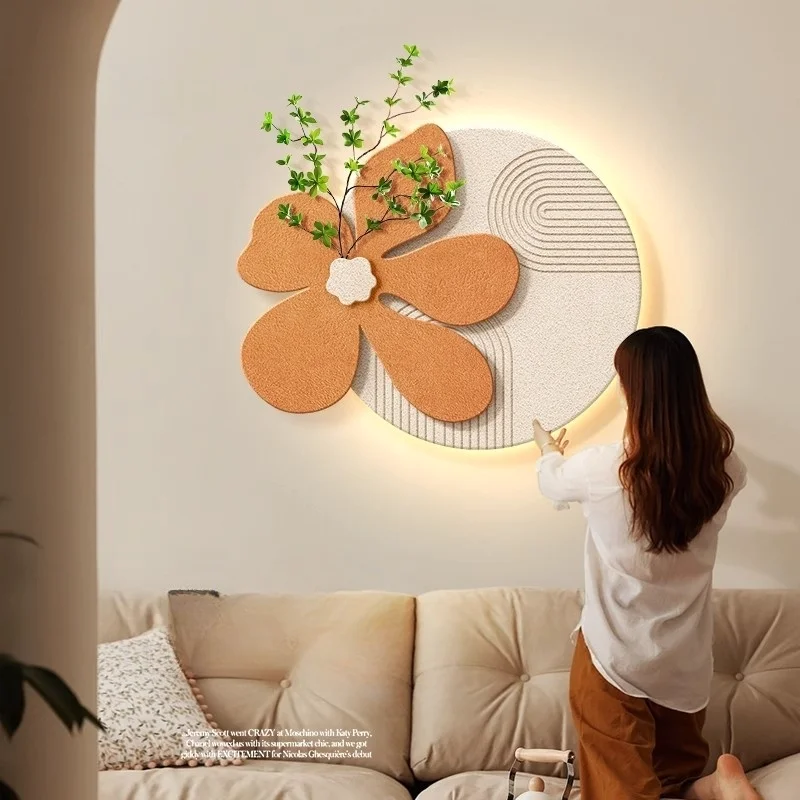 Flower 3D sandstone decorative painting, fresh creamy style, suitable for placing green plants