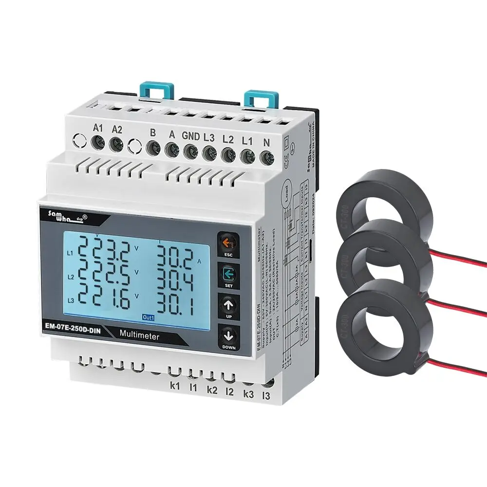 Samwha-Dsp EM-07E-XXD-DIN Voltage, Current, Frequency, Apparent Power, Protect Multimeter, 3P&4W
