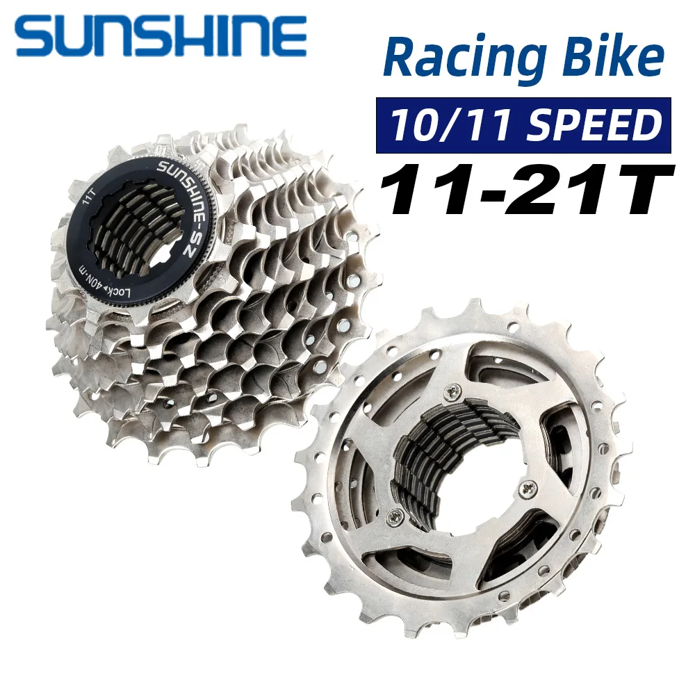 Sunshine Racing Bike Cassette 11S 11-21T Bicycle 10S K7 Road Bikes Ratchet 11 speed Freewheel 10V Chain KMC X10 X11 Chain Racing