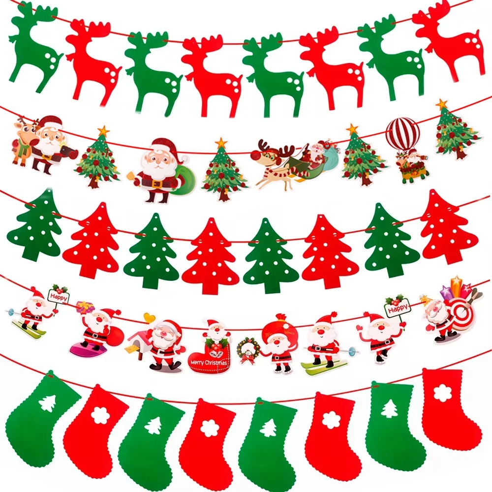 Christmas Banner Garland Merry Christmas Decoration for Home 2024 Navidad Noel 2024 Christmas Ornaments Xmas Decor New Year 2025