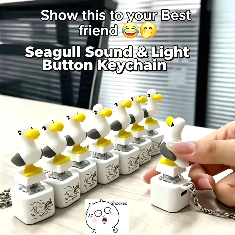 

New Mine Bird Voice Keys Luminous Electronic Pendant Keyboard Decompression Sound Little Seagull Creative Keychain USB Model