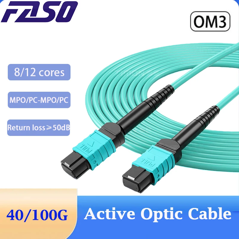 

Оптический кабель FASO MPO-MPO/LC OM3, 8/12 волокон, многомодовый, патч-корд, 40 Гбит/с/100 Гбит/с, тип B, UPC, оболочка LSZH
