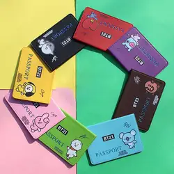 7Pcs Cute Cartoon Bt21 Credit Card Holder Id Holder Protection Case Women Men Business Card Passport Storage Clip Birthday Gift