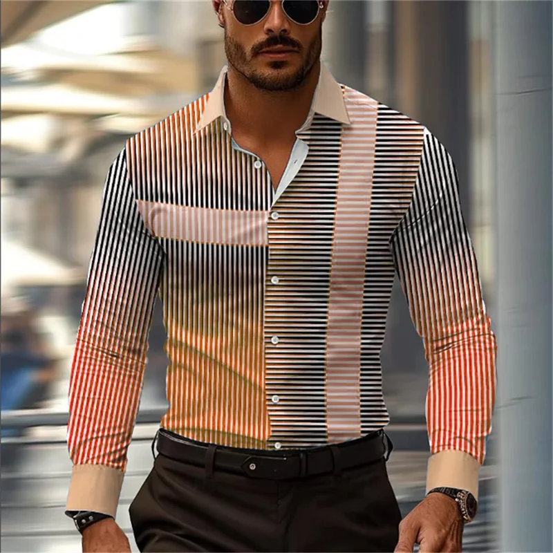 Camisas casuais de negócios masculinas, elegantes e confortáveis, mangas compridas com lapela, design extragrande, 6XL, 10 cores, verão