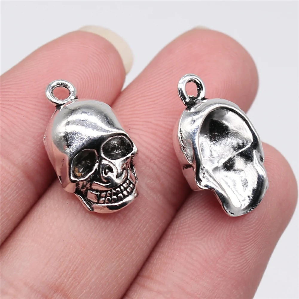 WYSIWYG 5pcs 21x12mm Antique Silver Color Skull Charms Pendant For Jewelry Making DIY Jewelry Findings