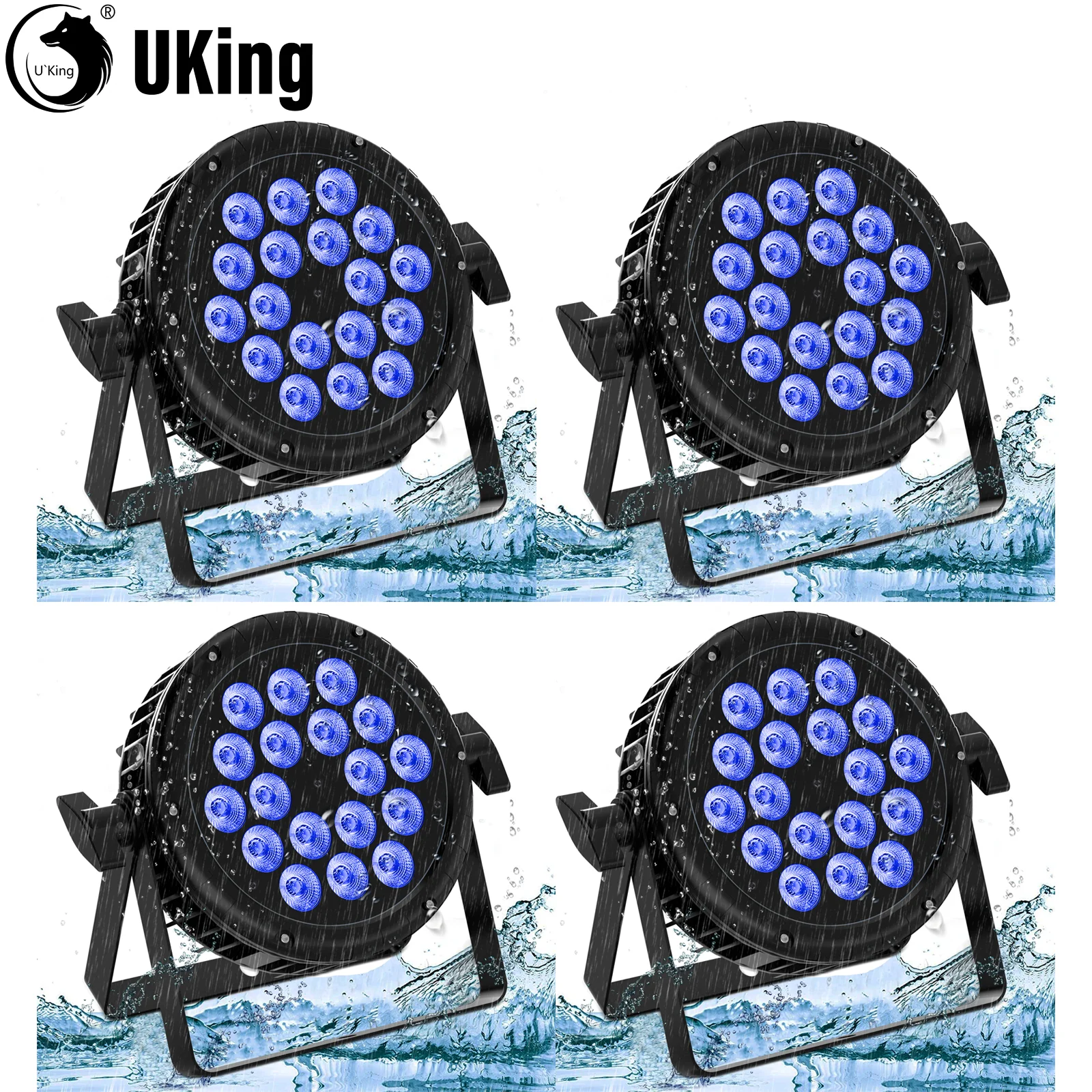 U`King 4Pcs LED Par Lights IP65 Waterproof Stage Light 18X10W RGBW Uplighting DMX Control Wash Lightor For Outdoor Club KTV Show