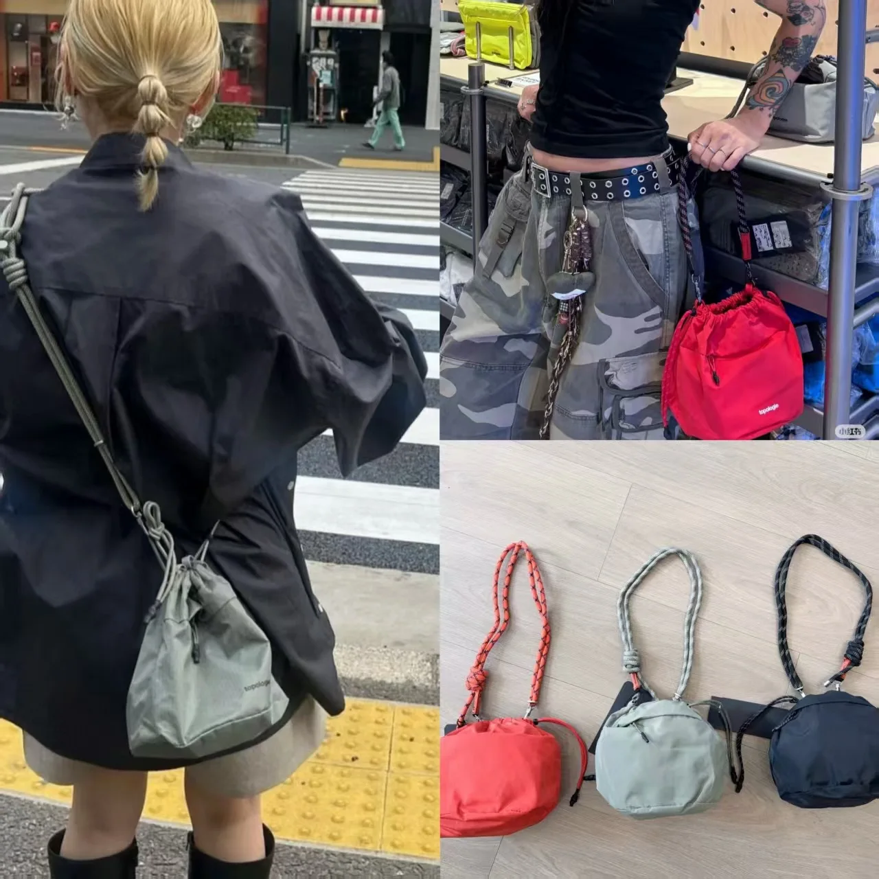 

Модная легкая нейлоновая сумка-ведро через плечо с завязками и сумкой Sli Универсальная прочная для ежедневного использования