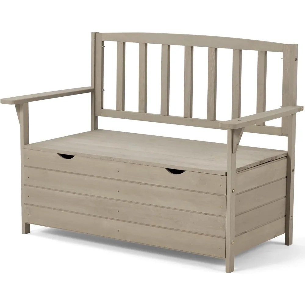 

Outdoor Storage Bench, Wooden Garden Bench Weatherproof, Patio Benches for Outside, 2-Seat Front Porch Bench, Park Bench
