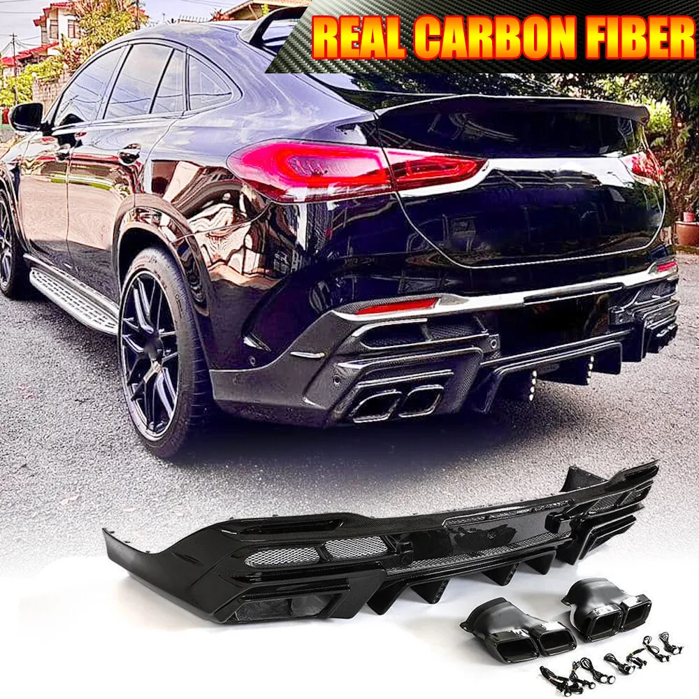 

For Benz W167 GLE450 GLE53 GLE63 Coupe 20UP Real Carbon Fibe Rear Bumper Diffuser Lip Spoiler Car Accessories