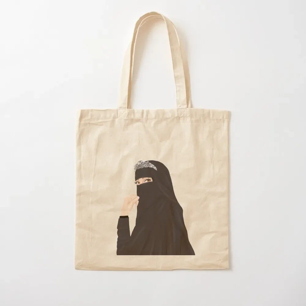 

Niqab hijab princess drawing wearing crown Tote Bag Women's shopper bag tote bags aesthetic Tote Bag