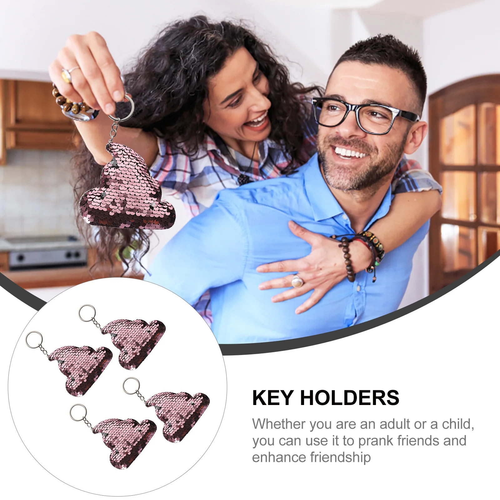 4 Pcs Poop Keychain Creative Bag Hanging Ornament Pendants Keys Decorations Sequins Backpack Car Pendents Lovers