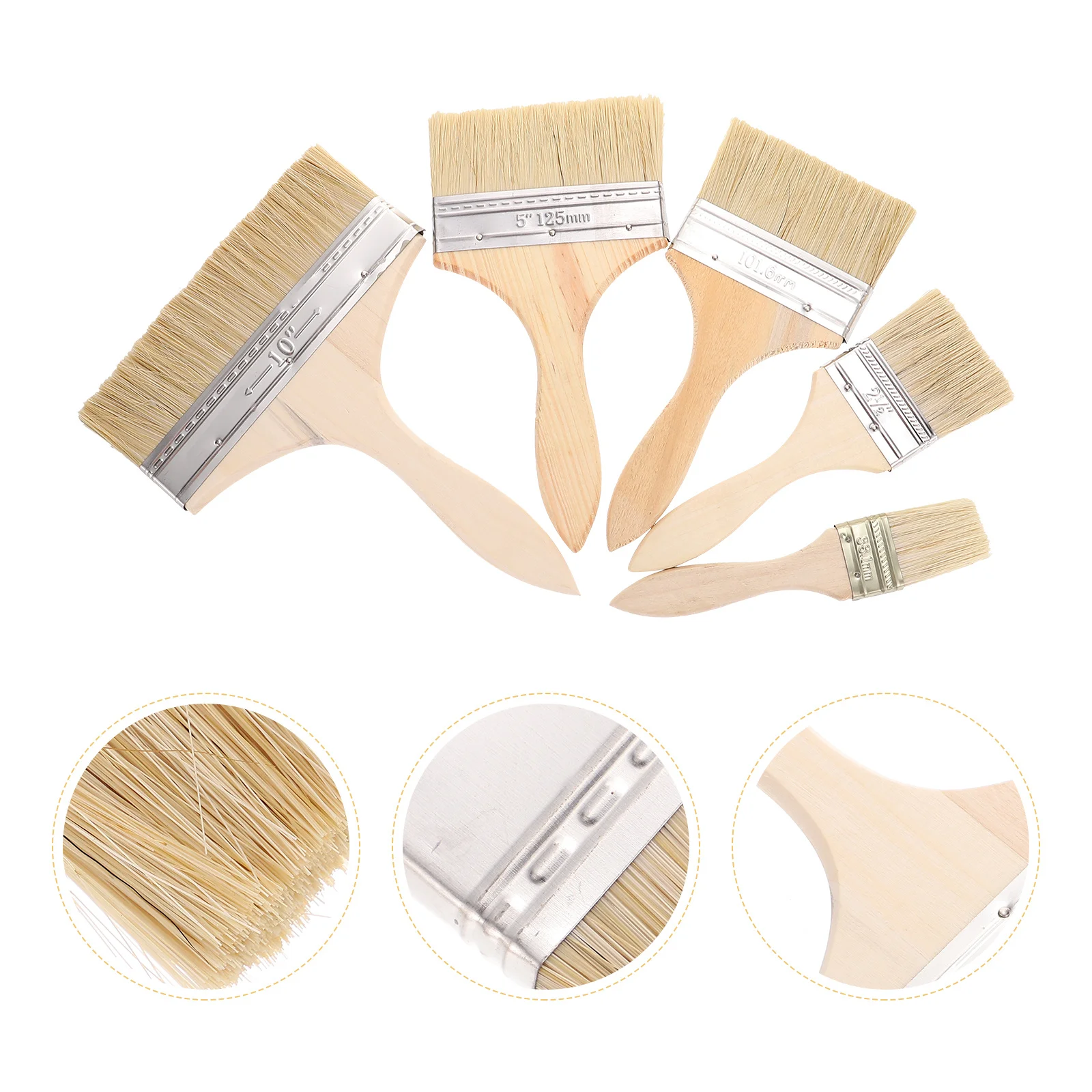 

5Pcs Paint Brushes Wooden Handle Durable Fine Workmanship Perfect for Oil Drawing Watercolor Painting Art Supplies