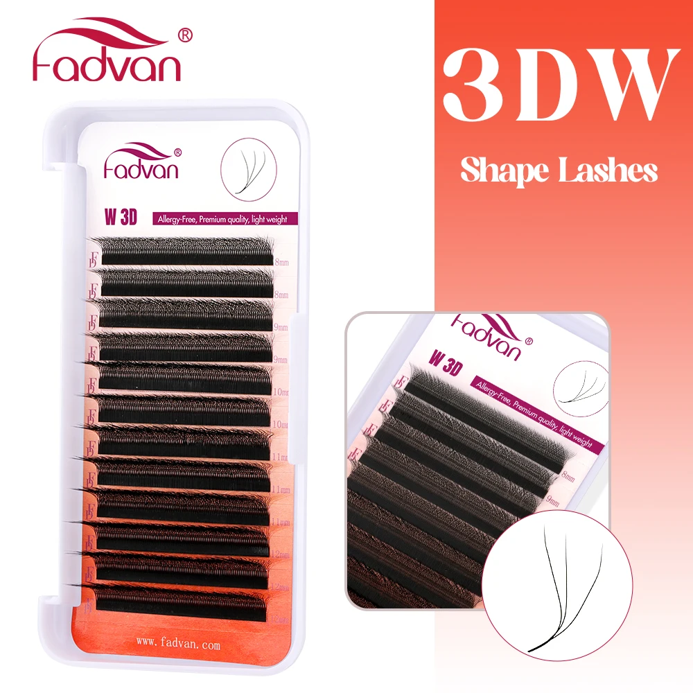 FADVAN 3D/4D/5D/6D/7D/8D W-vormige Wimperverlenging C D Krul Natuurlijke Nertsen Lash Premade Volume Fan Valse Wimpers Make-Up Leveranties
