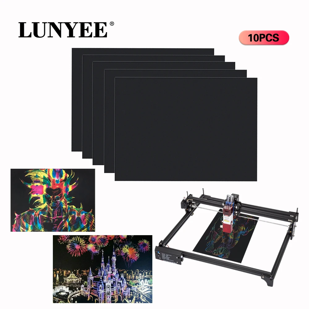 DIY 10pcs Laser Engraver Magic Rainbow Color Scratch Art Paper Card Set Art Painting Educational Toys Gifts For Laser Machine