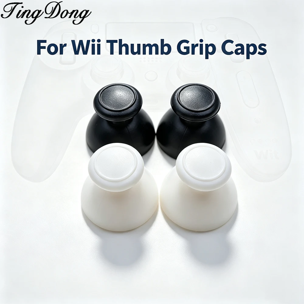 2/6/10PCS Black White Thumb Grip Caps Replacement For Wii Controller Remote Joystick Mushroom Caps Repair Parts